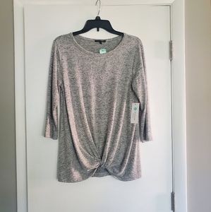 NWT- Grey Sweater Knit- Knot Hem Top